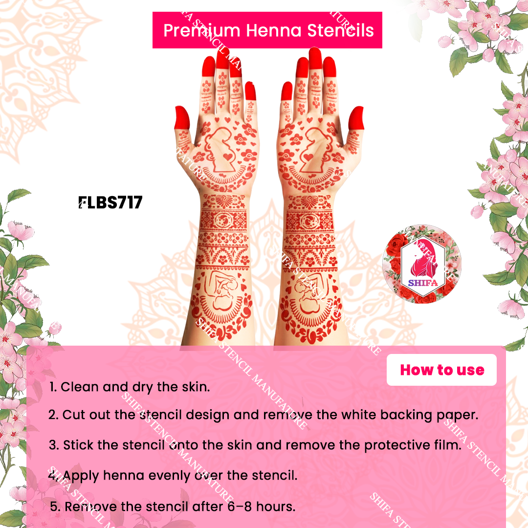 FLBS 717 Motherhood Blessing Designs Double Hand Henna Stencil